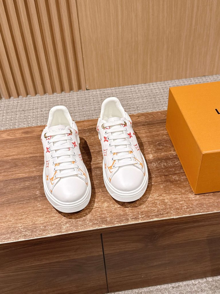 Louis Vuitton Frontrow Sneaker – White / Red and Orange Monogram