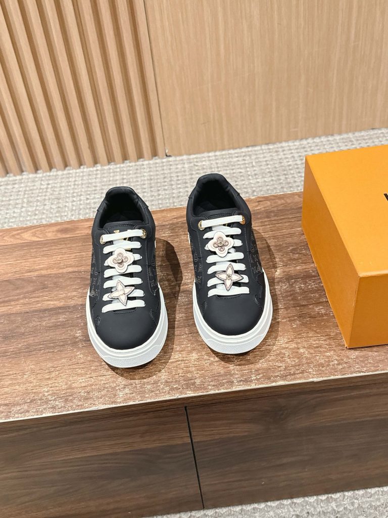 Louis Vuitton Frontrow Sneaker – Black / Pink Flower Charms