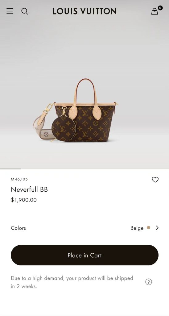 LV M46705 Neverfull BB Bag | Monogram