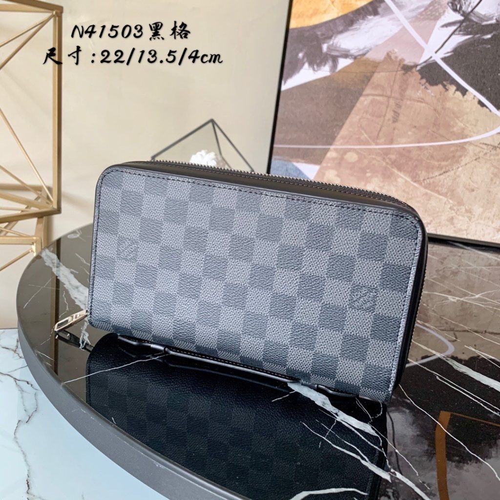 N41503 Men's Wallet | Black Check Pattern