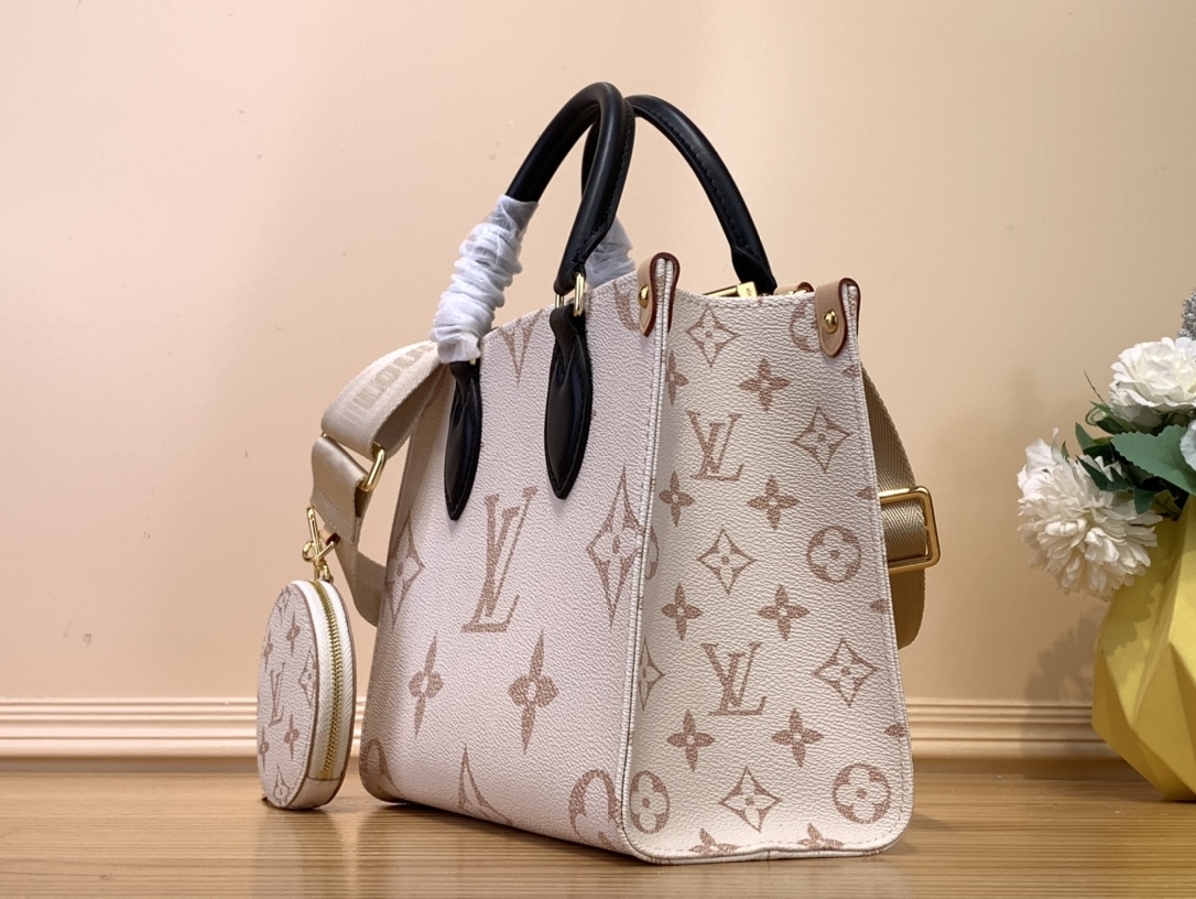 LV M46912 OnTheGo Mini Tote Bag | White Monogram Floral - 图片 3