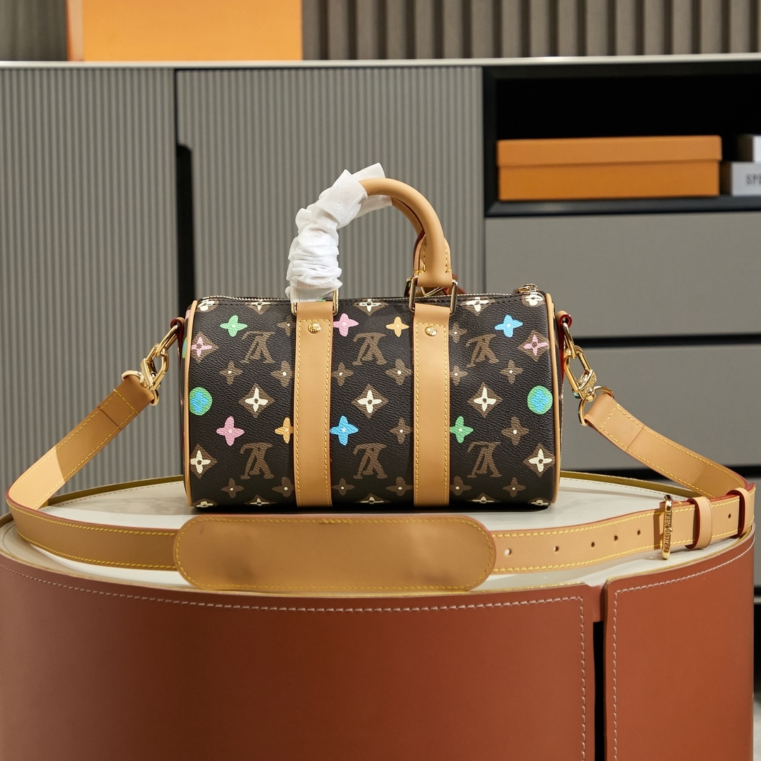 LV M24849 Keepall Bandoulière 25 | Brown Monogram Craggy Canvas - 图片 12