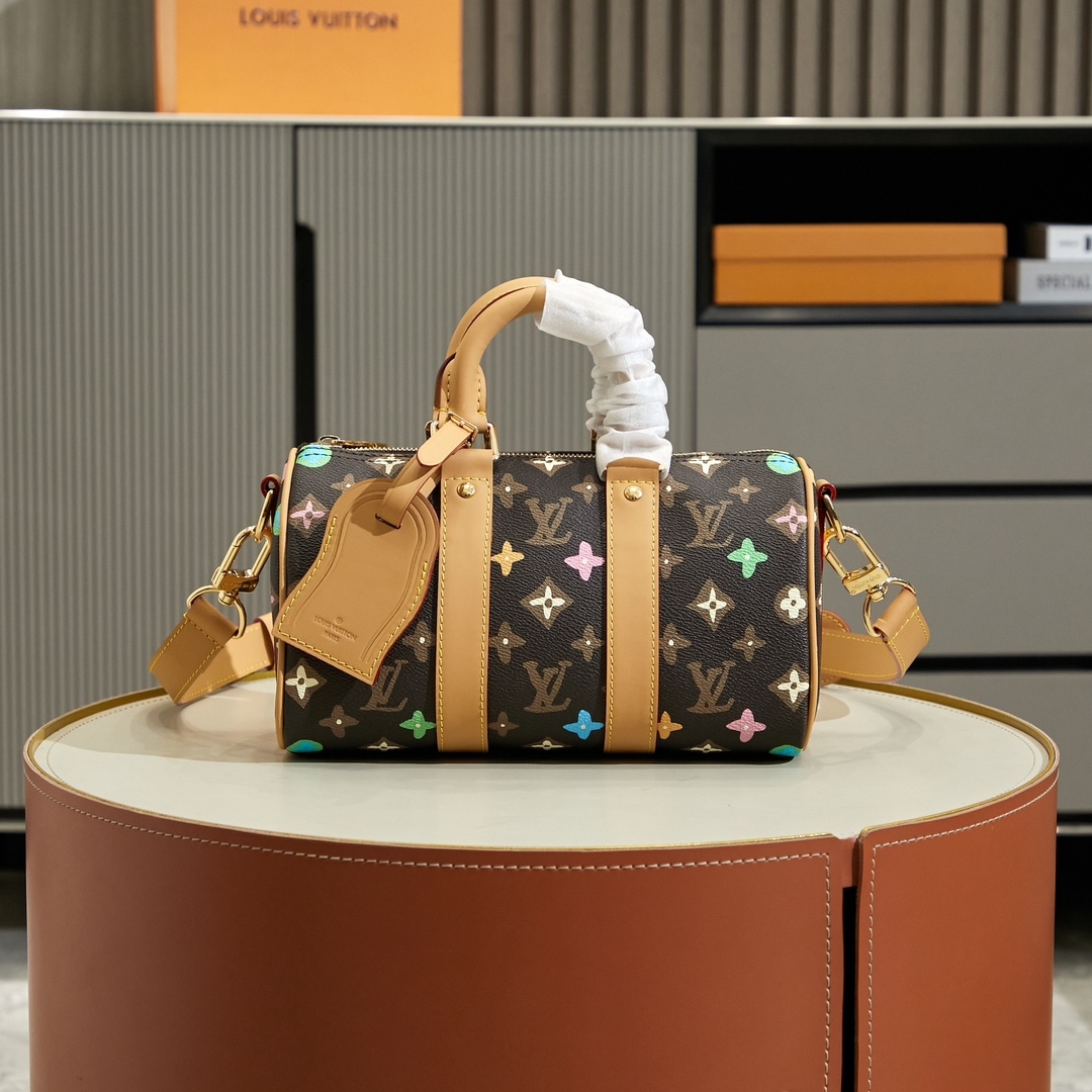 LV M24849 Keepall Bandoulière 25 | Brown Monogram Craggy Canvas - 图片 10