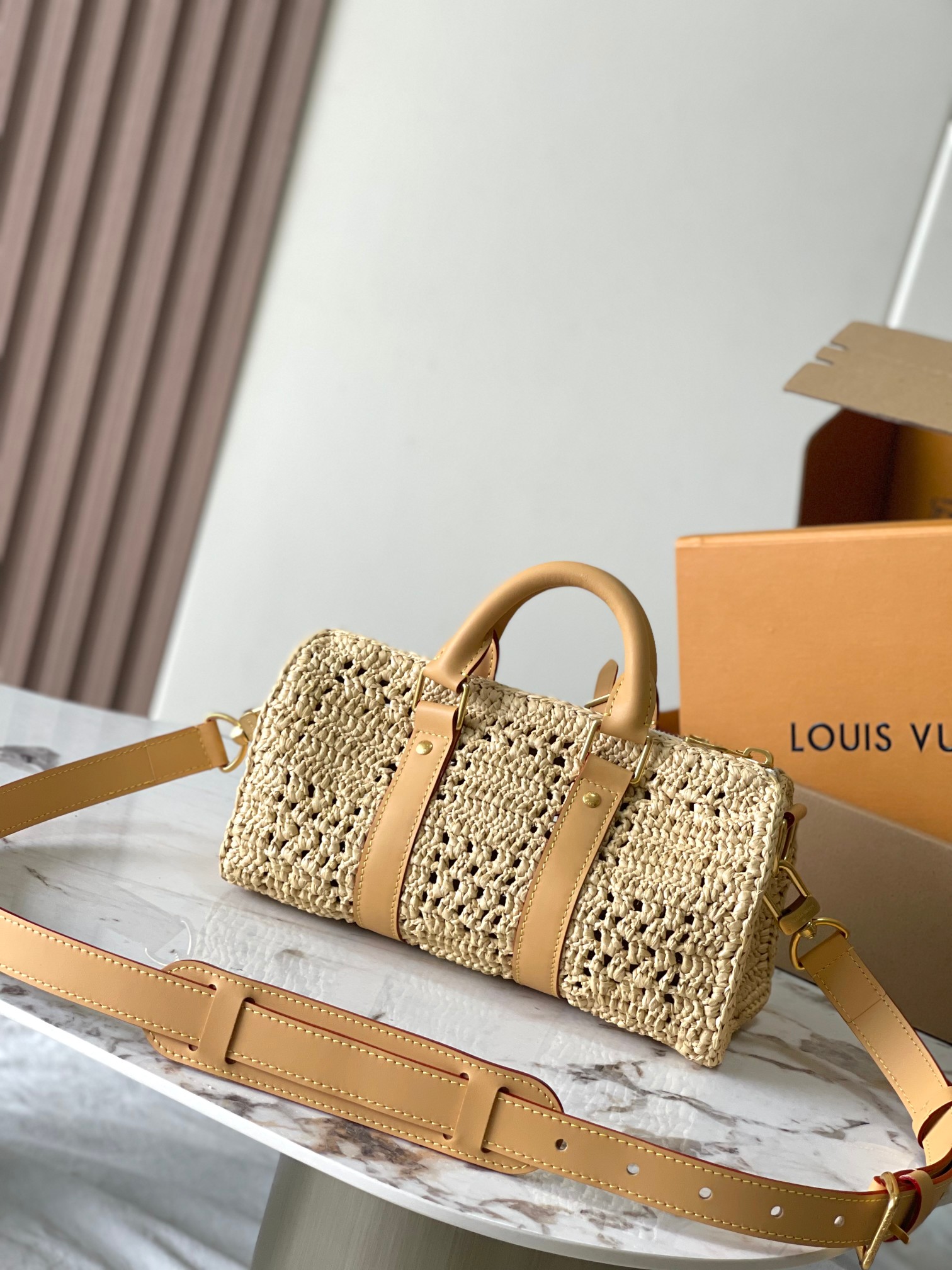 M25010 Keepall Bandoulière 25 | Handwoven Natural Palm Fiber | 25 × 15 × 11 - 图片 3