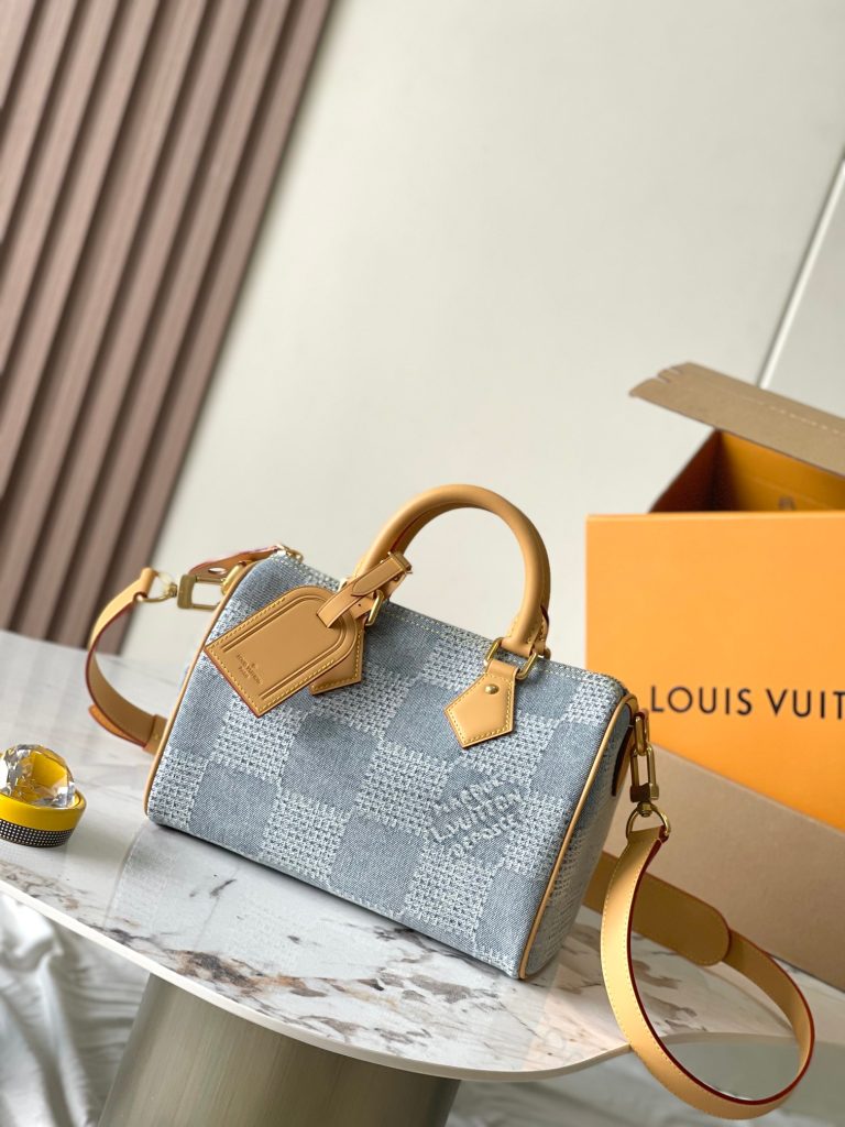 LV M40700 Speedy Bandoulière 25 Bag | 3D Damier Denim