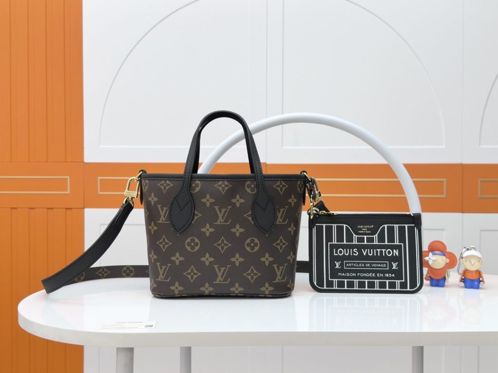 LV M12099 Neverfull Bandoulière Inside Out BB | Black Monogram