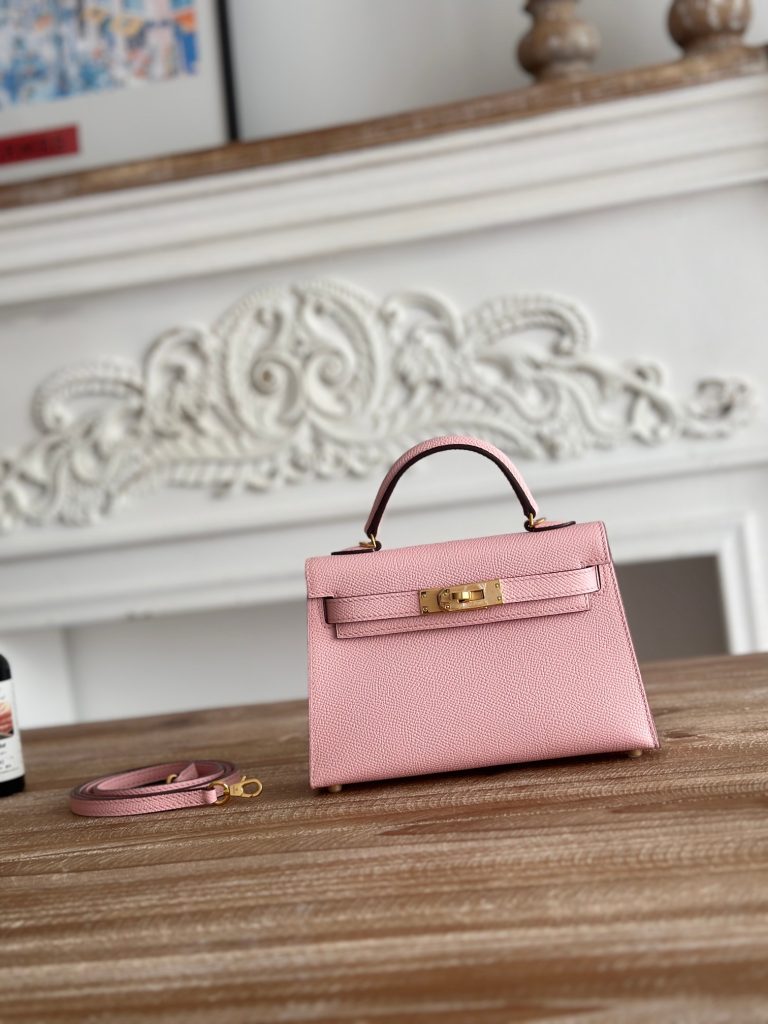 Mini Kelly II — 19 cm — 3Q Pink — Epsom leather — Gold-tone or silver-tone hardware