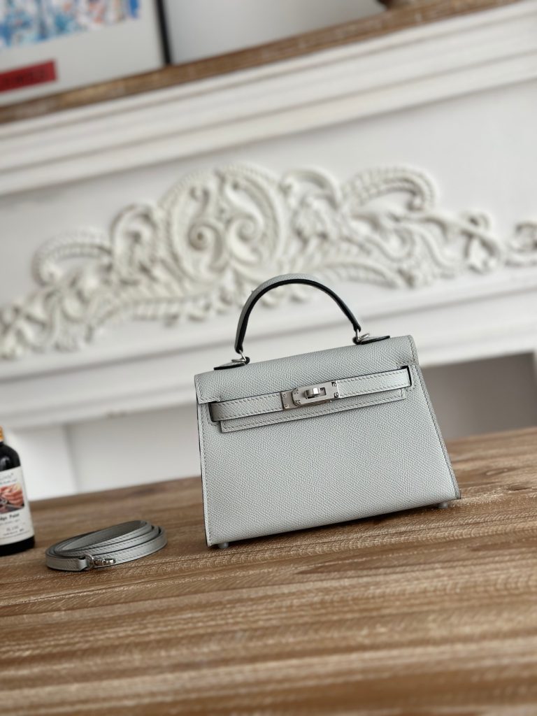 Mini Kelly II — 19 cm — Holy Grail Blue — Epsom leather — Silver-tone hardware