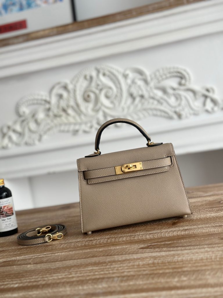 Mini Kelly II — 19 cm — Trench Gray — Epsom leather — Silver-tone hardware
