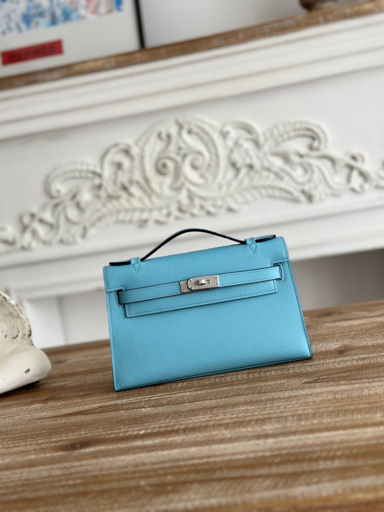 Mini Kelly — 22 cm — Candy Blue — Epsom leather — Gold-tone or silver-tone hardware