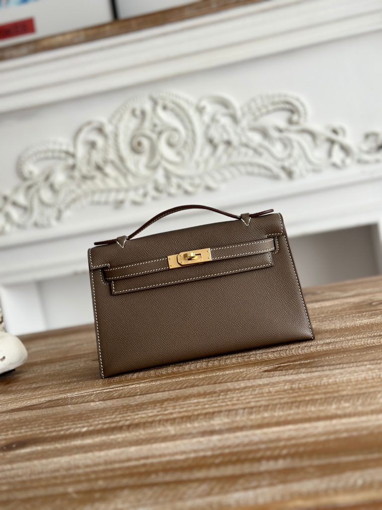 Mini Kelly — 22 cm — Elephant Gray — Epsom leather — Gold-tone or silver-tone hardware