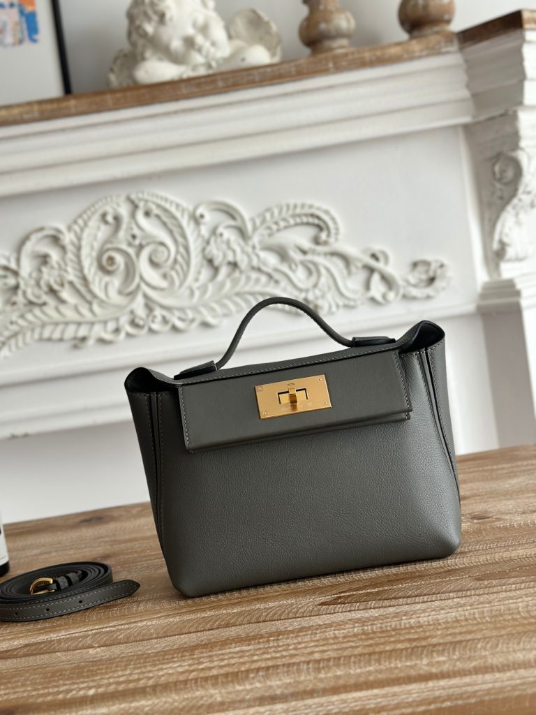 Mini 24/24 — Nimbus Gray — Evercolor leather and Swift leather — Gold-tone hardware