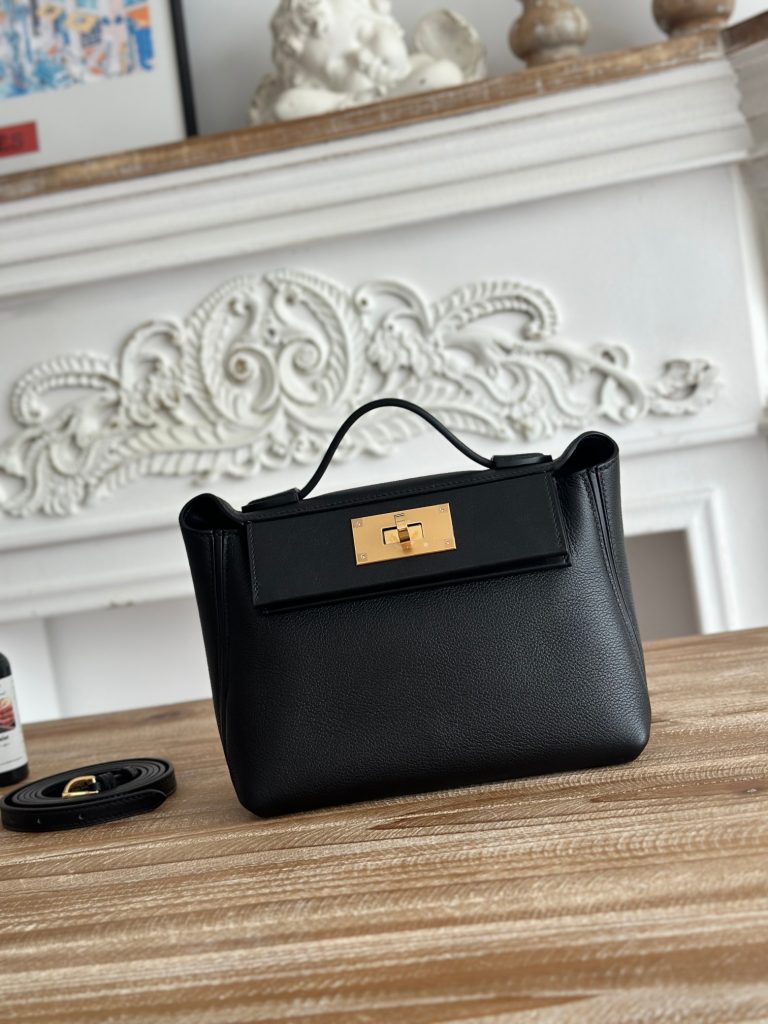 Mini 24/24 — Black — Evercolor leather and Swift leather — Gold-tone hardware