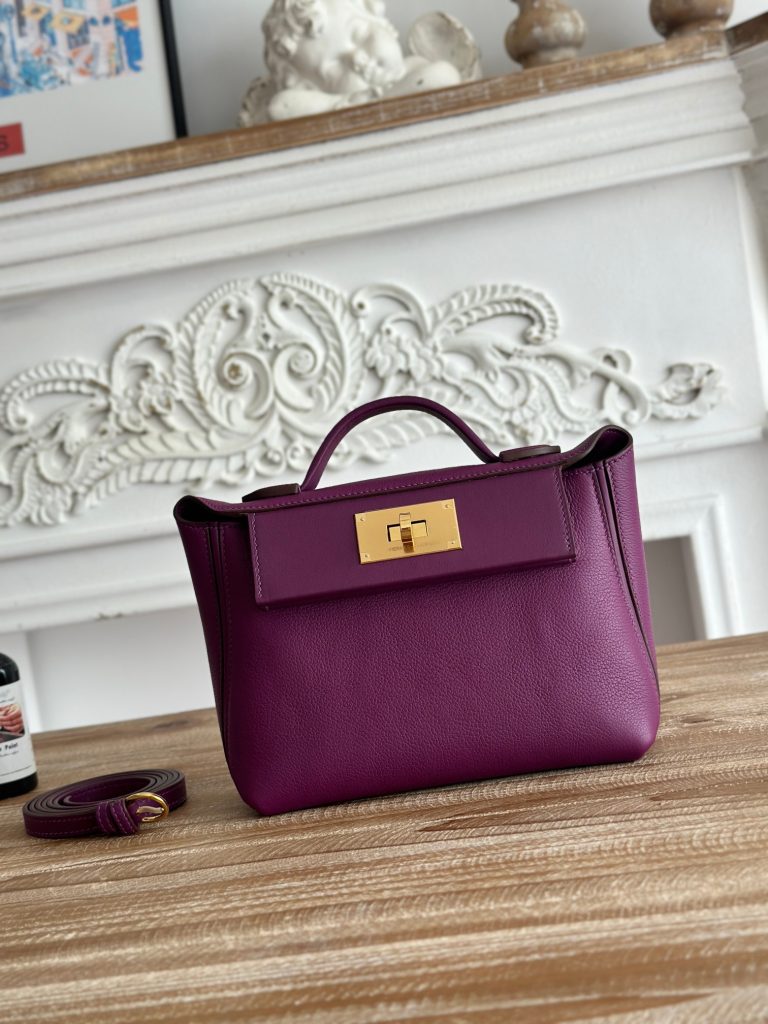 Mini 24/24 — Sea Anemone Purple — Evercolor leather and Swift leather — Gold-tone hardware