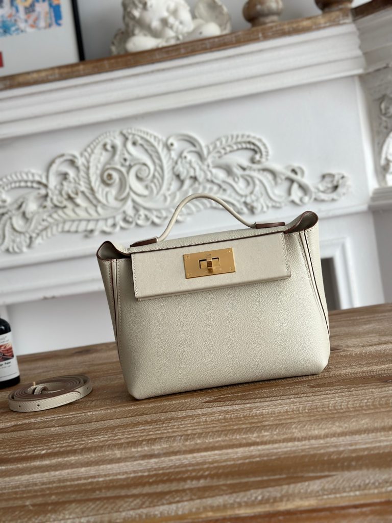 Mini 24/24 — Milkshake White — Evercolor leather and Swift leather — Gold-tone hardware