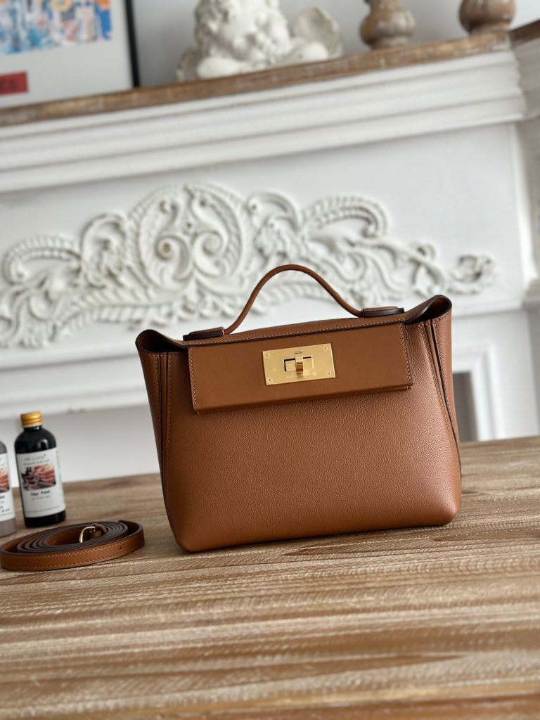 Mini 24/24 — Golden Brown — Evercolor leather and Swift leather — Gold-tone hardware