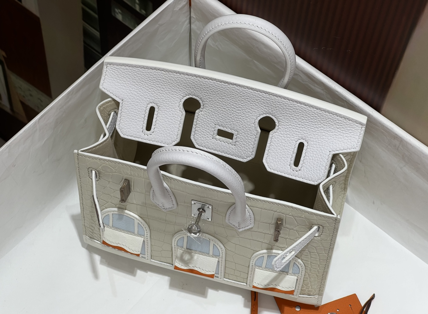 Birkin 20 cm House Bag – “First Snow” / Silver-Tone Hardware - 图片 8