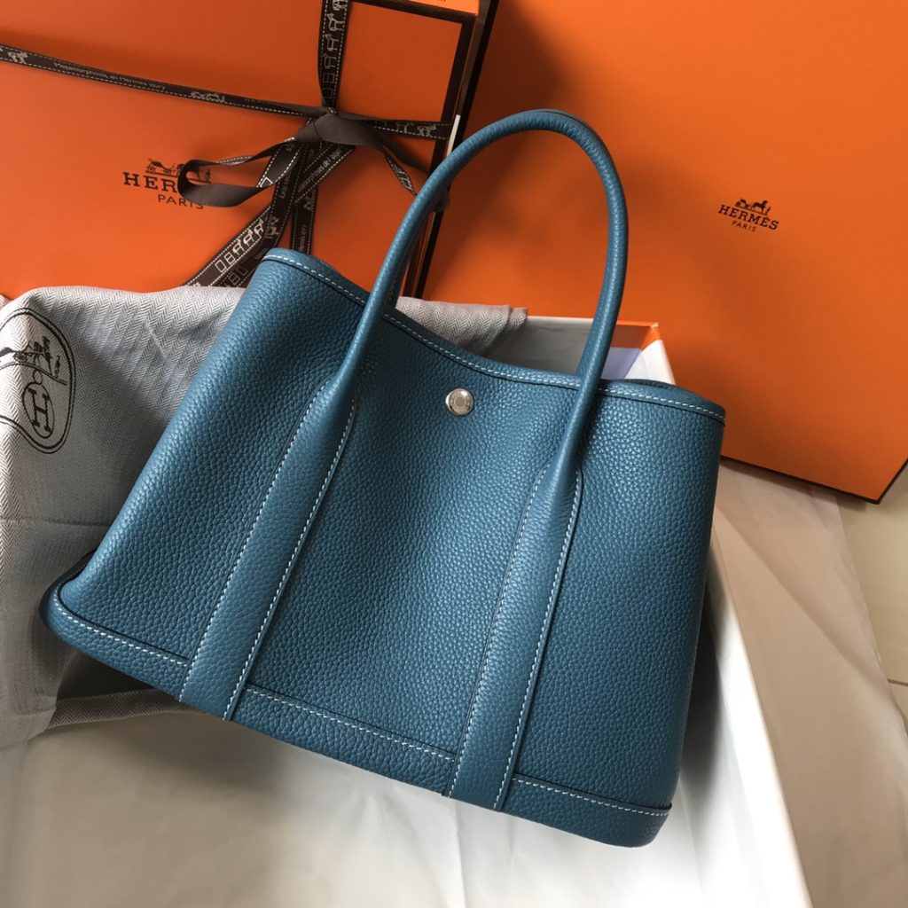 Garden Party – Denim Blue / Togo Leather and Canvas