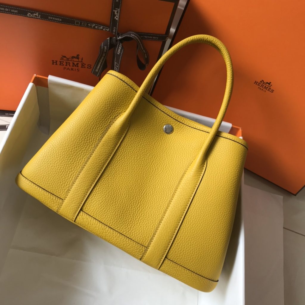 Garden Party – Amber Yellow / Togo Leather and Canvas