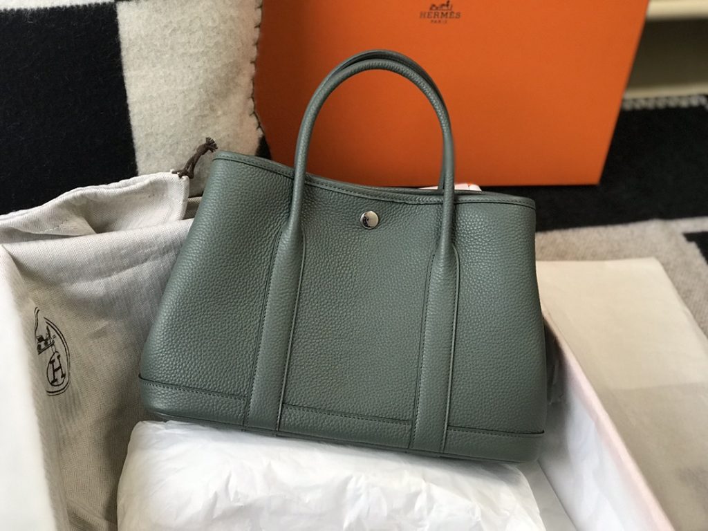 Garden Party – Almond Green / Togo Leather and Canvas