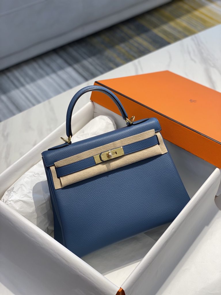 Kelly — 25/28 cm — Agate Blue — Togo leather — Gold-tone or silver-tone hardware