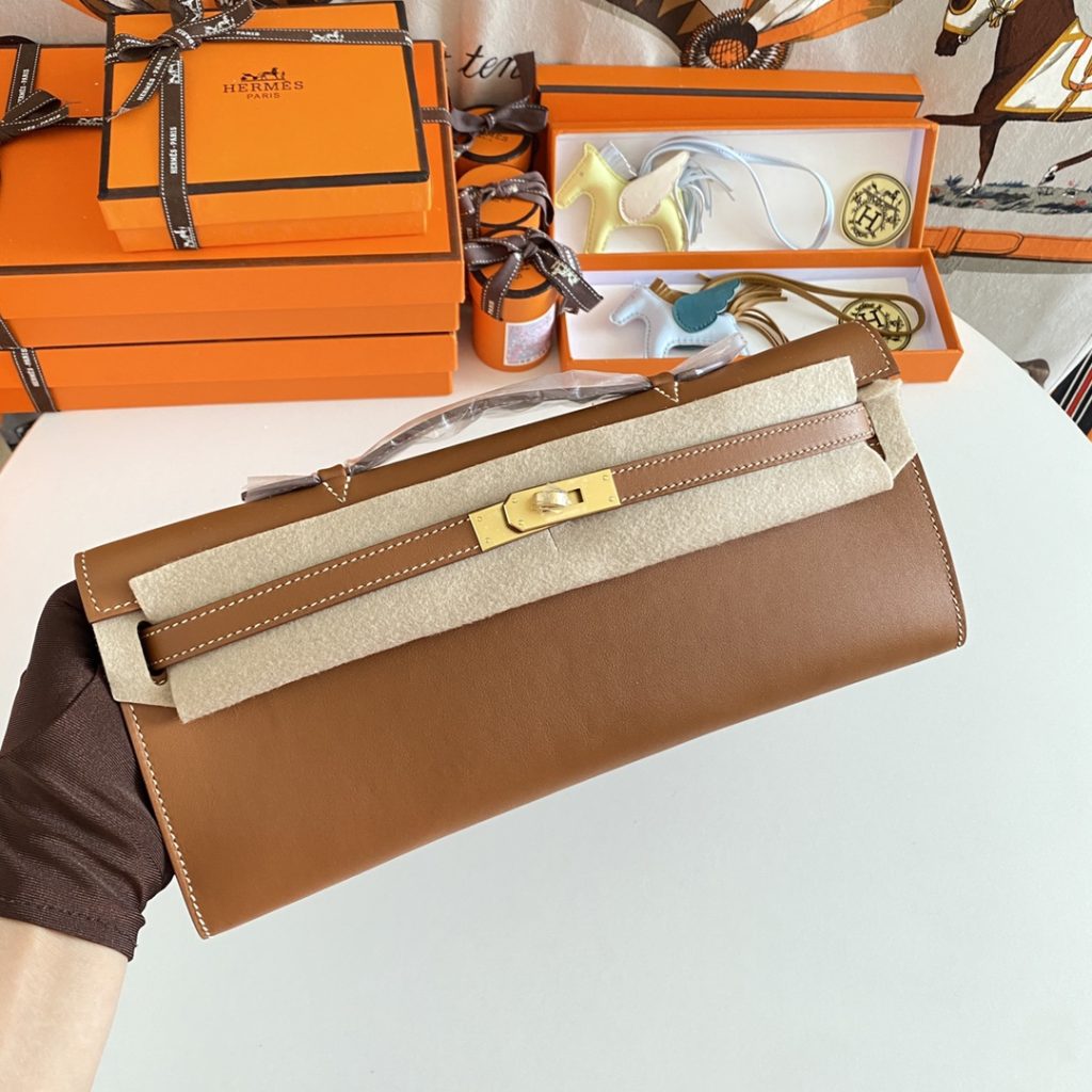 New arrival! Kelly Cut 31cm Swift CK37 Gold Brown Gold Buckle