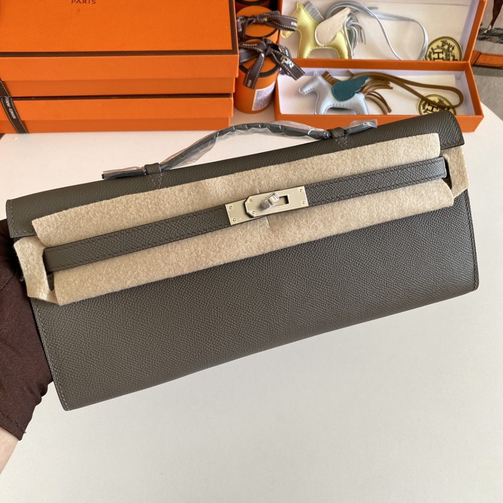 New arrival! Kelly Cut 31cm EPSom 8F Tin Ware Gray Silver Buckle