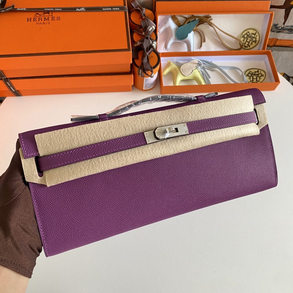 New arrival! Kelly Cut 31cm Epsom Sea Anemone Purple Silver Buckle