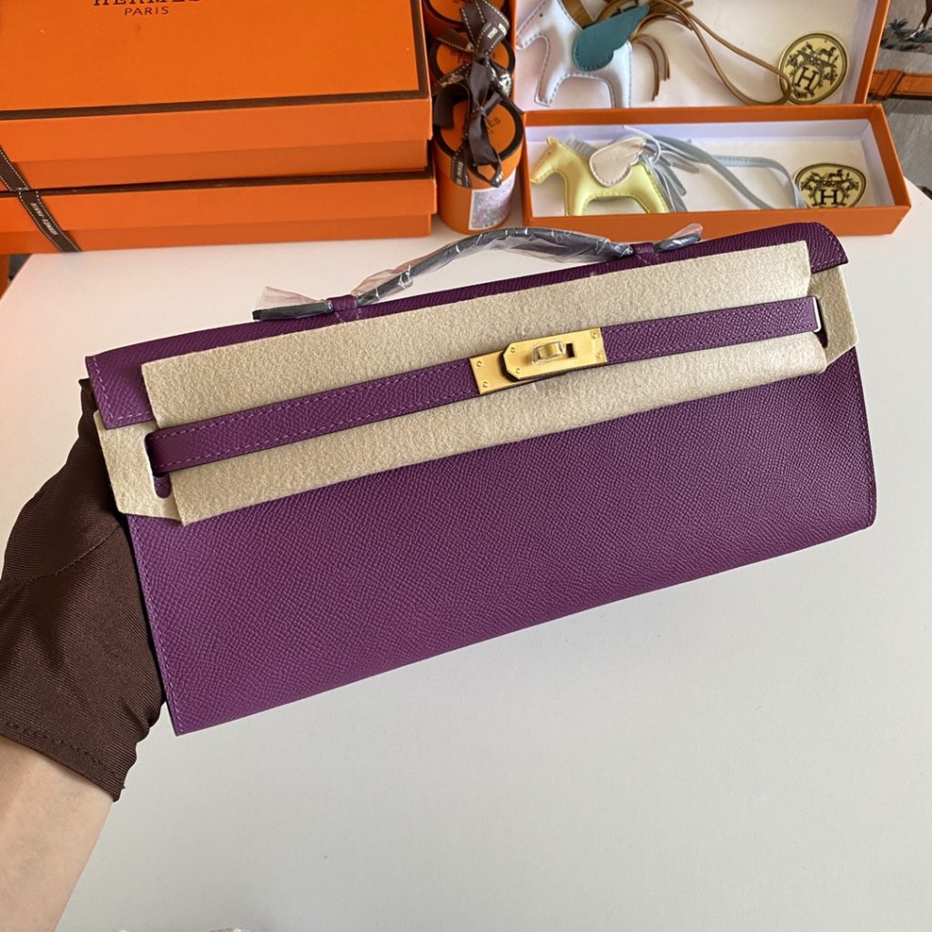 New arrival! Kelly Cut 31cm Epsom Sea Anemone Purple Gold Buckle