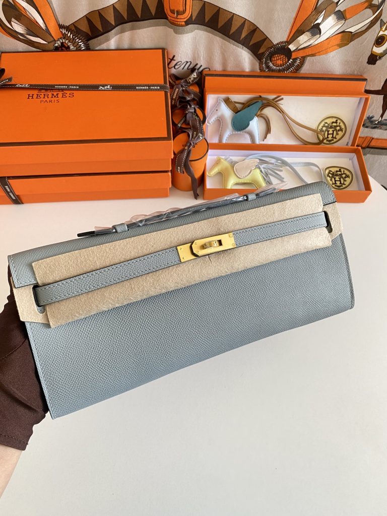 New to stock! Kelly Cut31cm Epsom Leather Linen Gold Buckle