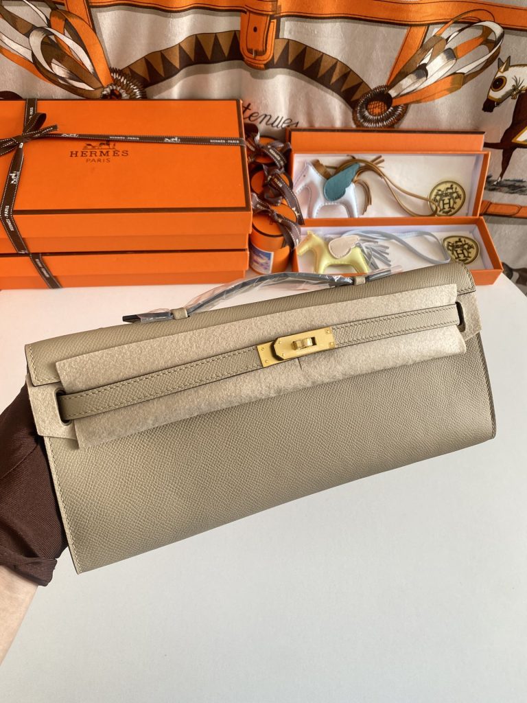 New to stock! Kelly Cut31cm Epsom Leather Turtle Ash Gold Buckle