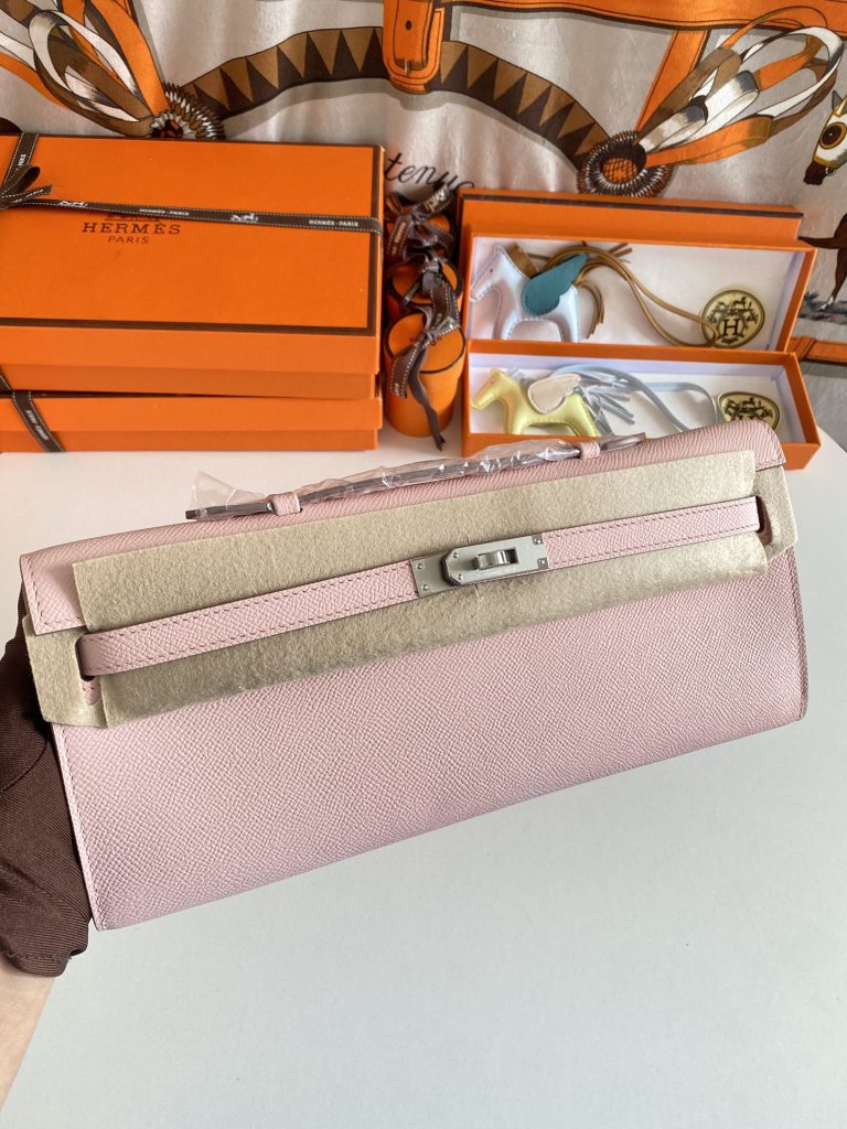 New to stock! Kelly Cut31cm EPSom Leather 3Q Powder Silver Buckle