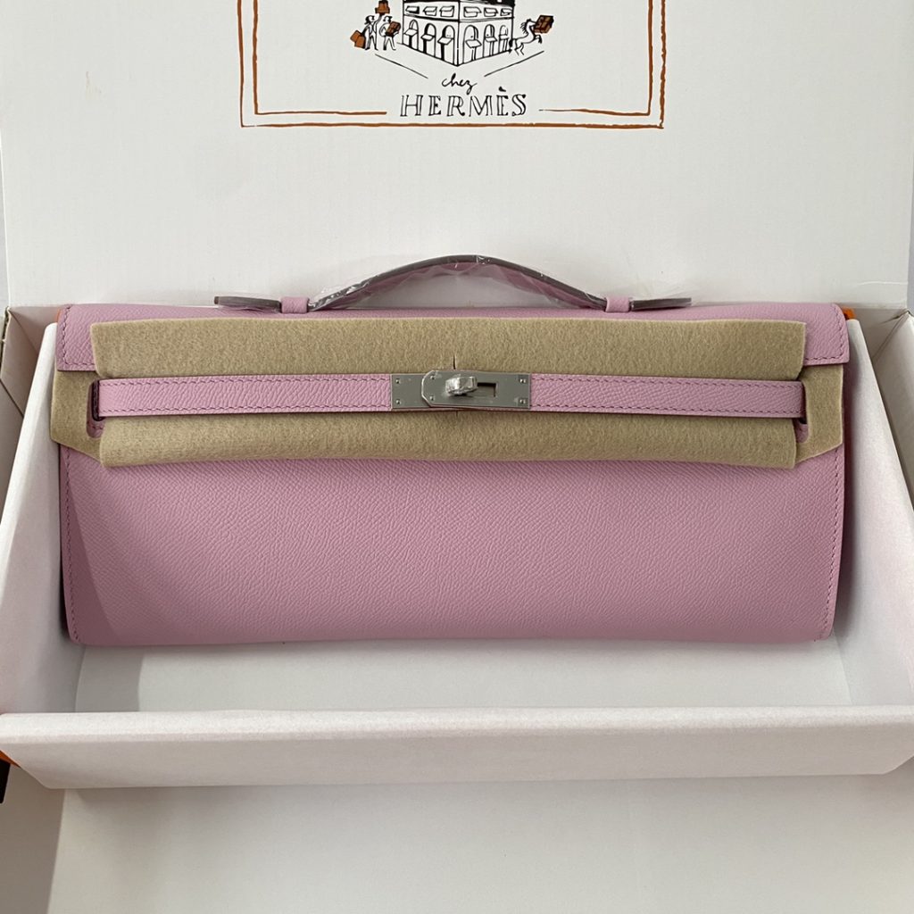 Kelly Cut 31 handbag EPSom Mallow purple silver buckle spot