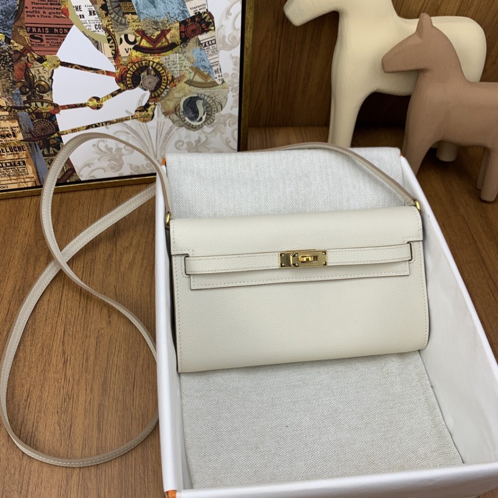 Kelly WOC — Milkshake White — Epsom leather — Gold-tone hardware