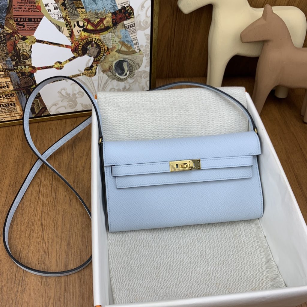 Kelly WOC — Holy Grail Blue — Epsom leather — Gold-tone hardware
