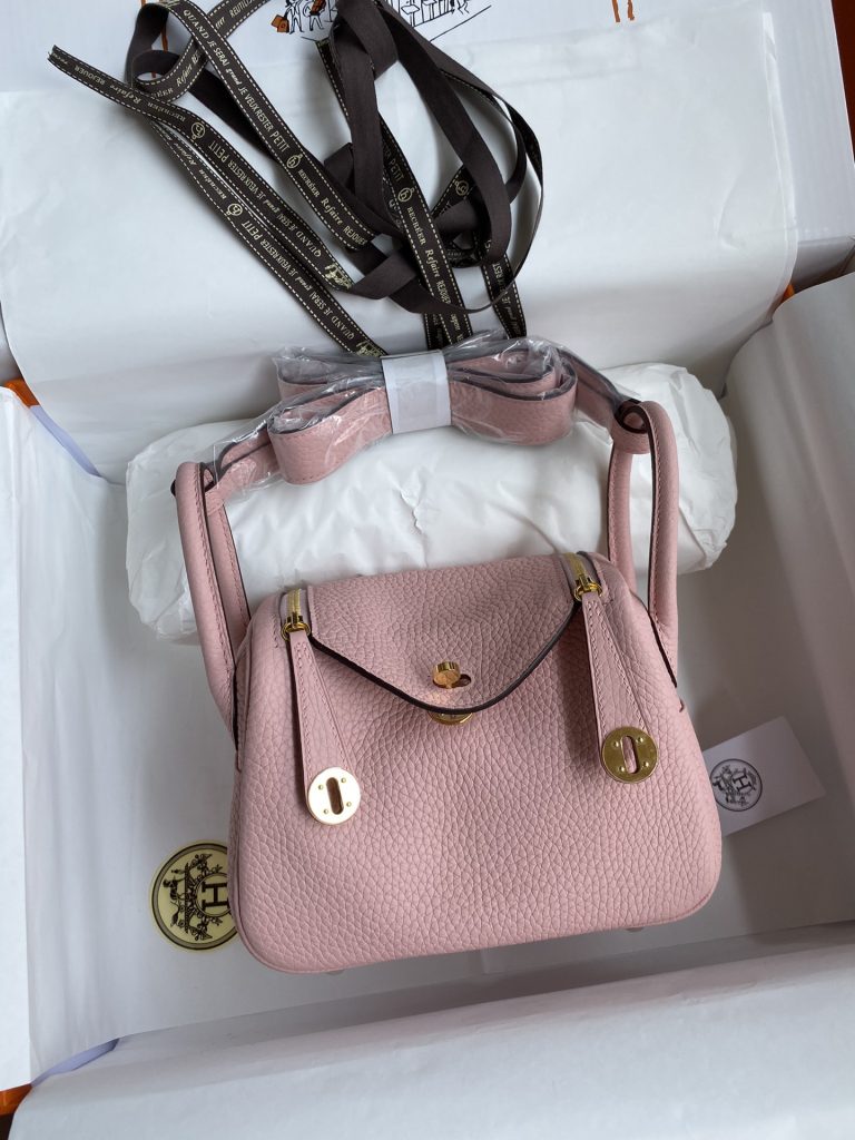 Mini Lindy — 19/26 cm — 3Q Pink — TC leather — Gold-tone hardware