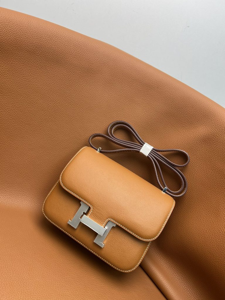Constance — Golden Brown — Epsom leather and lambskin — Silver-tone hardware