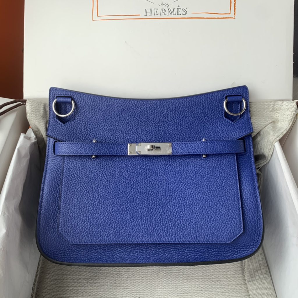 Jypsière 28 cm – Electric Blue TC Leather / Silver-Tone Hardware