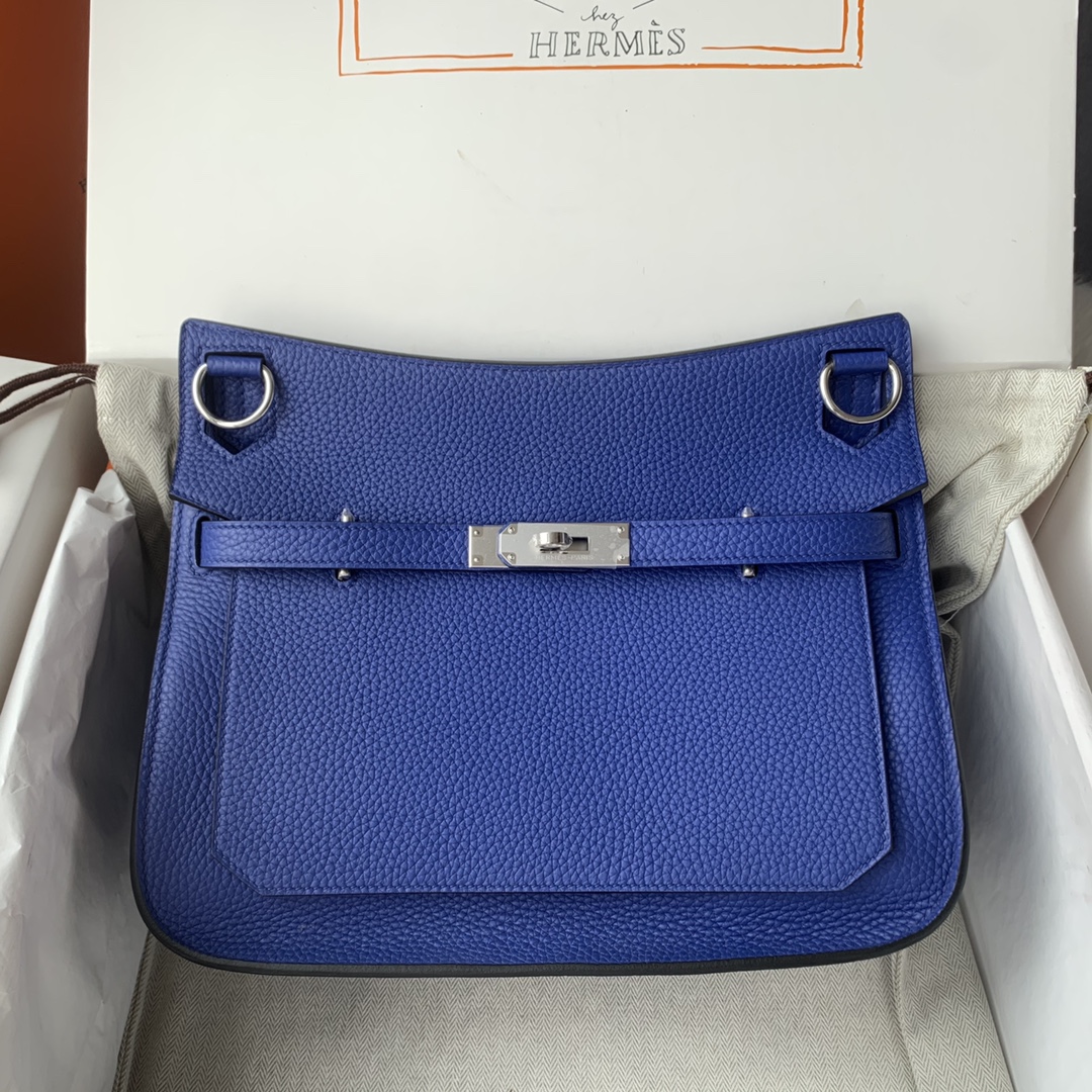 Jypsière 28 cm – Electric Blue TC Leather / Silver-Tone Hardware