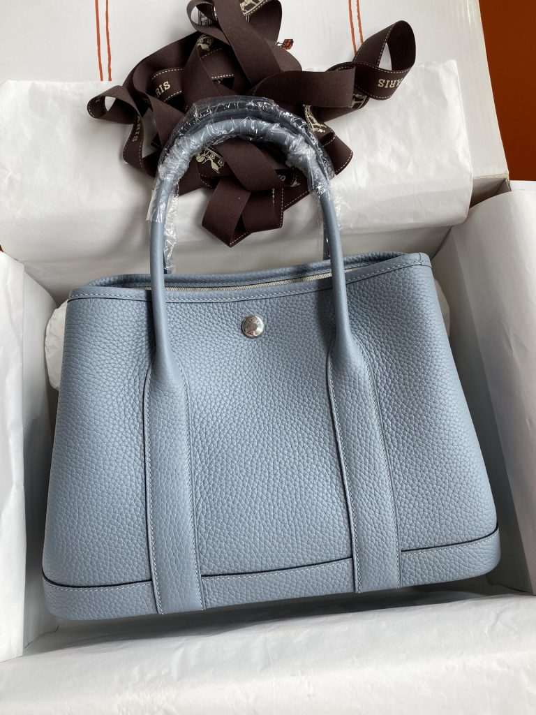 Garden Party 30 – Linen Blue / Imported TC Leather / Silver-Tone Hardware