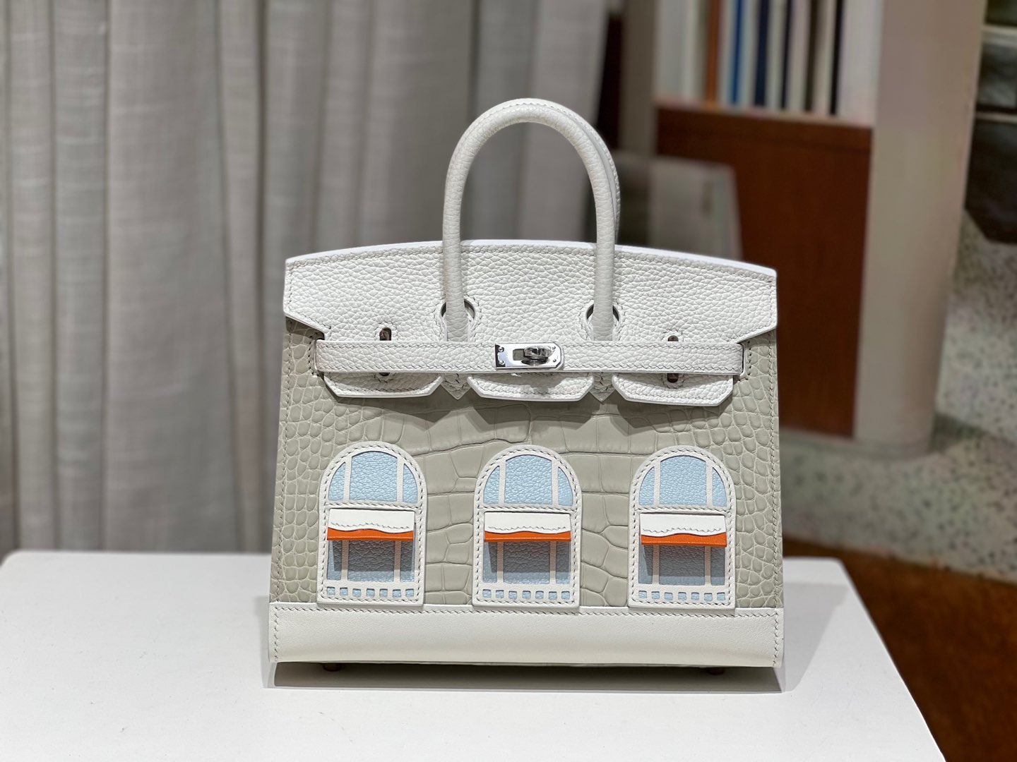 Birkin 20 cm House Bag – “First Snow” / Silver-Tone Hardware
