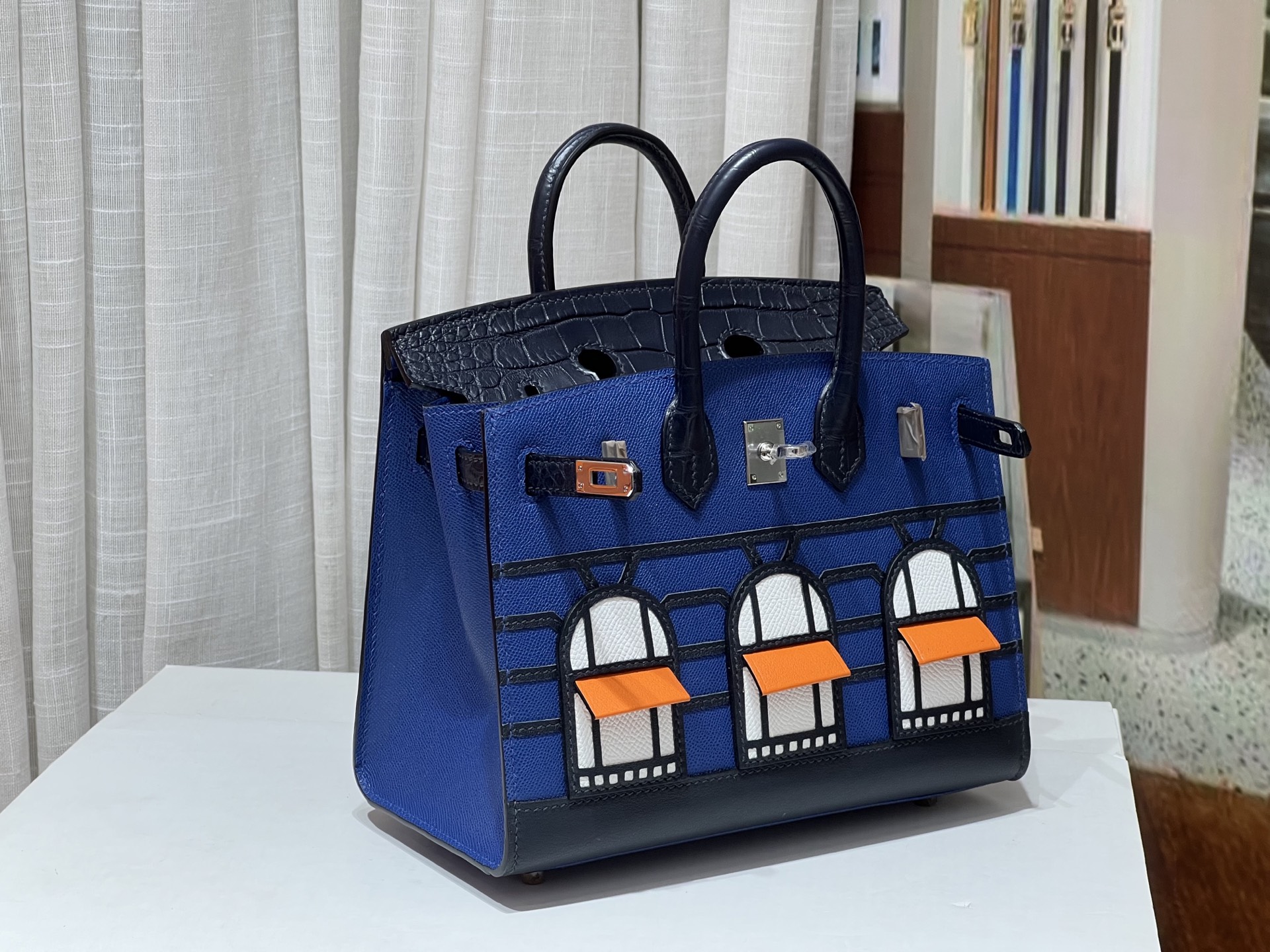 Birkin 20 cm House Bag – “Night” / Silver-Tone Hardware - 图片 5
