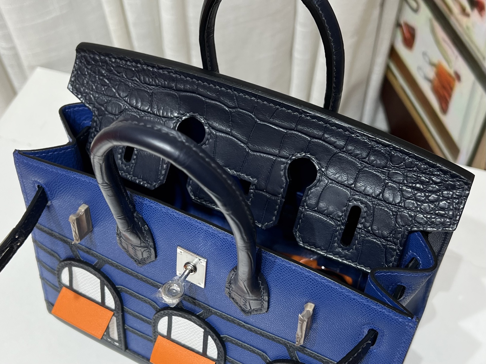 Birkin 20 cm House Bag – “Night” / Silver-Tone Hardware - 图片 7