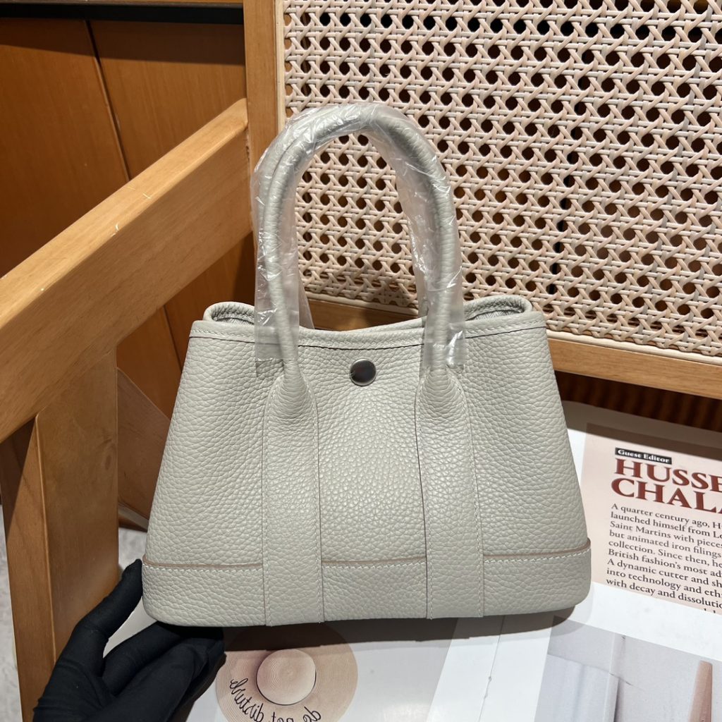 All-Leather Garden Party Mini – 23 cm / Pearl Grey