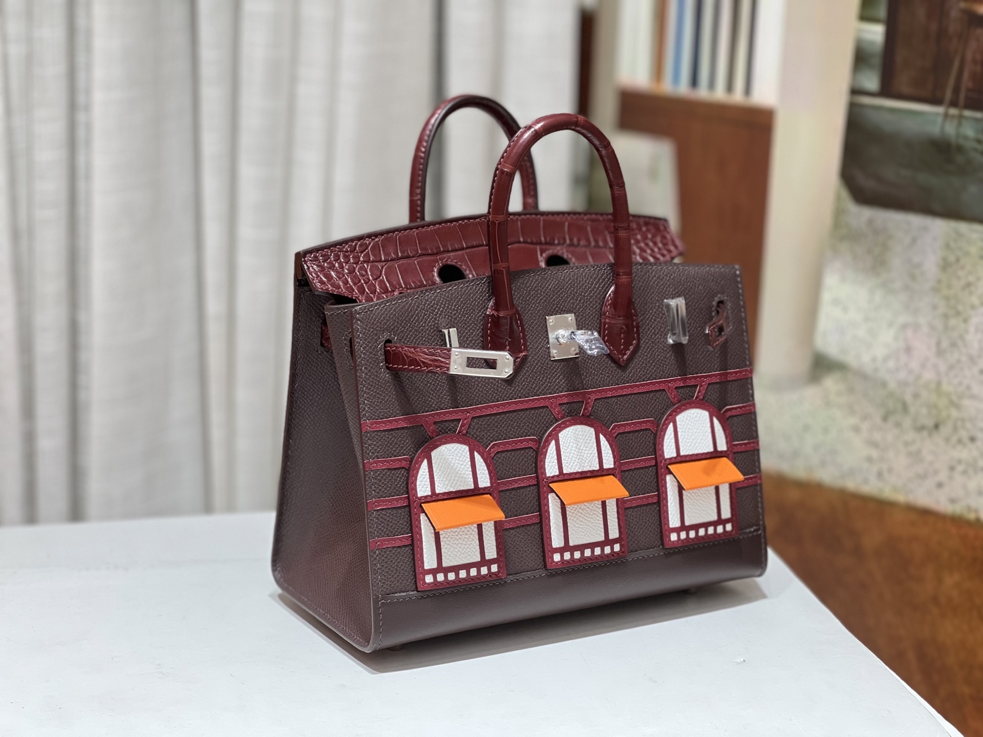 Birkin 20 cm House Bag – Wine Red / Silver-Tone Hardware - 图片 5