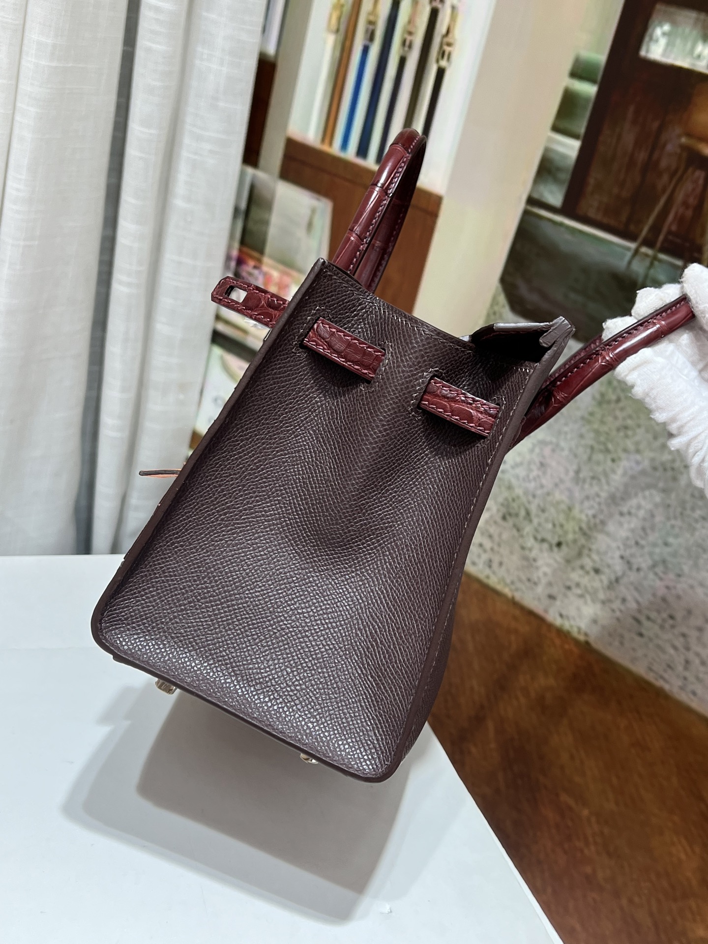 Birkin 20 cm House Bag – Wine Red / Silver-Tone Hardware - 图片 7