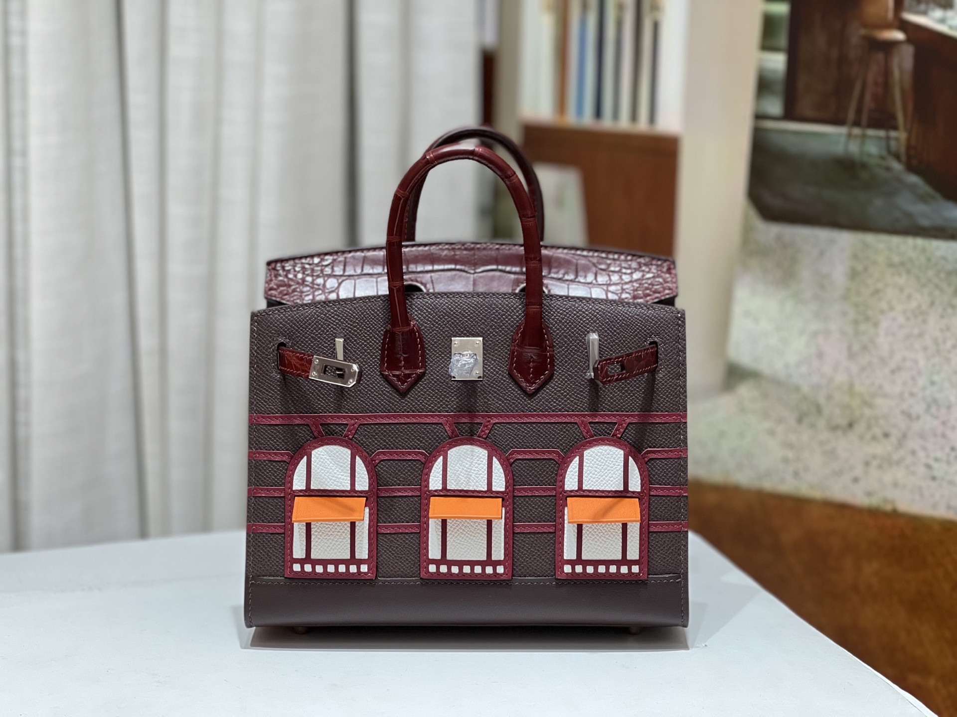 Birkin 20 cm House Bag – Wine Red / Silver-Tone Hardware - 图片 4
