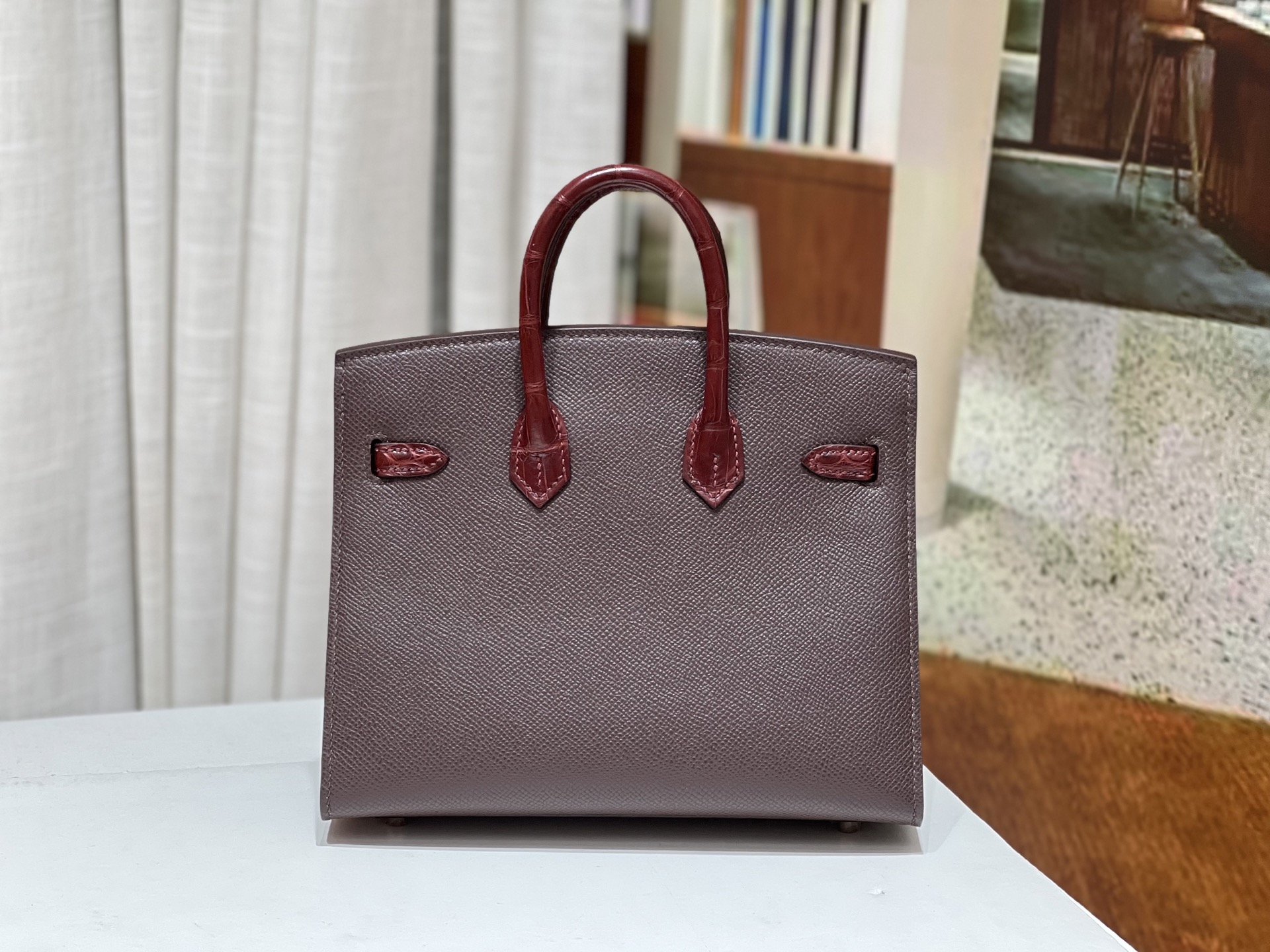 Birkin 20 cm House Bag – Wine Red / Silver-Tone Hardware - 图片 3