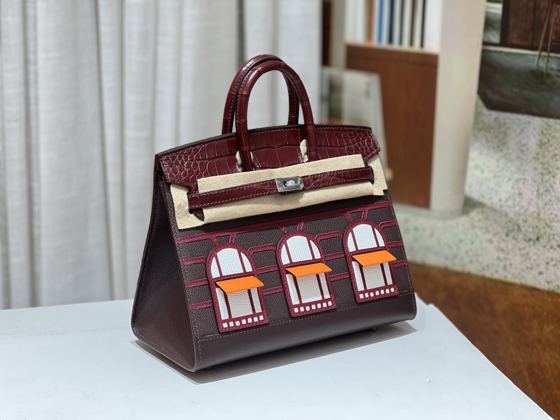 Birkin 20 cm House Bag – Wine Red / Silver-Tone Hardware - 图片 2