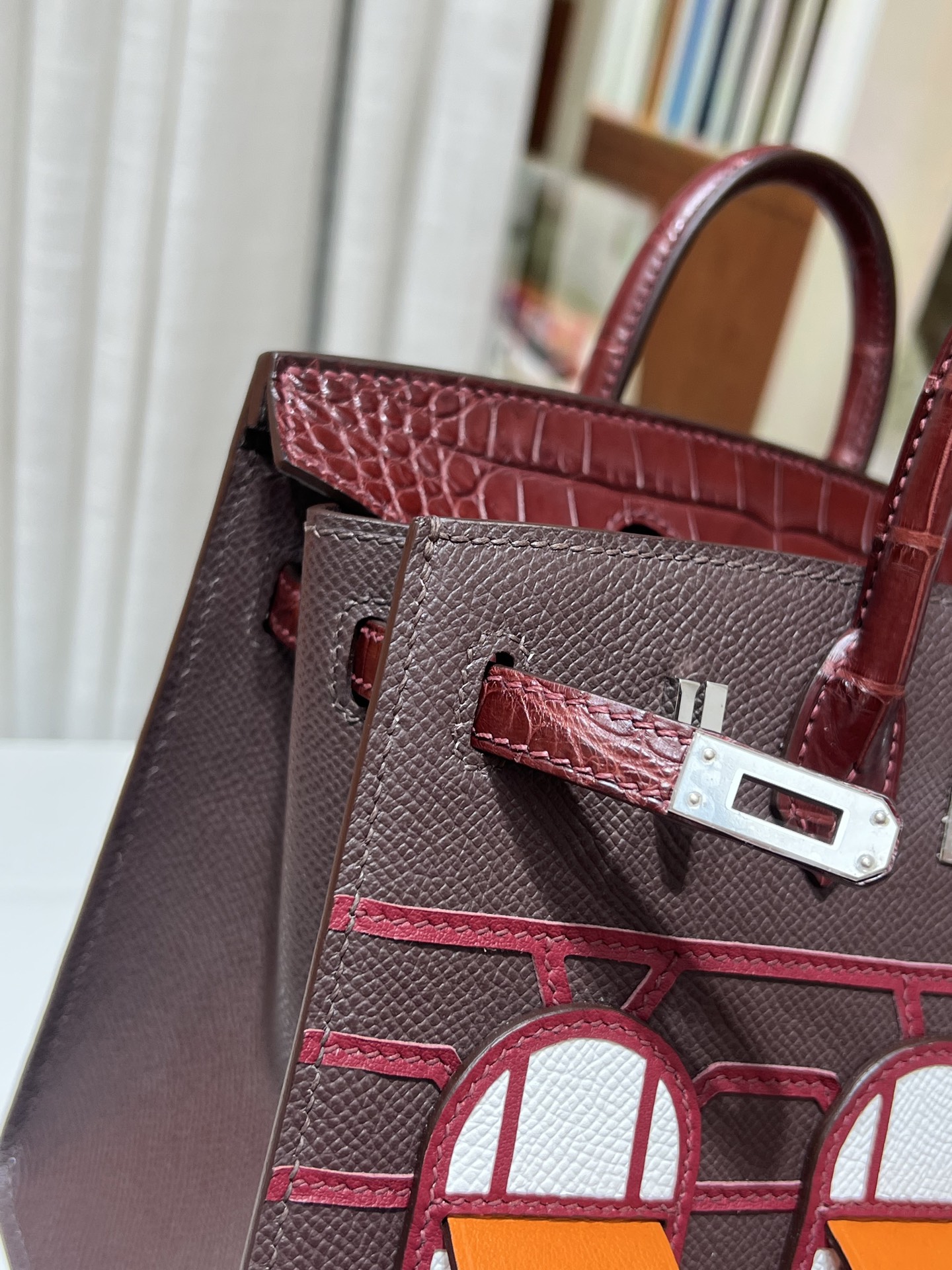 Birkin 20 cm House Bag – Wine Red / Silver-Tone Hardware - 图片 6